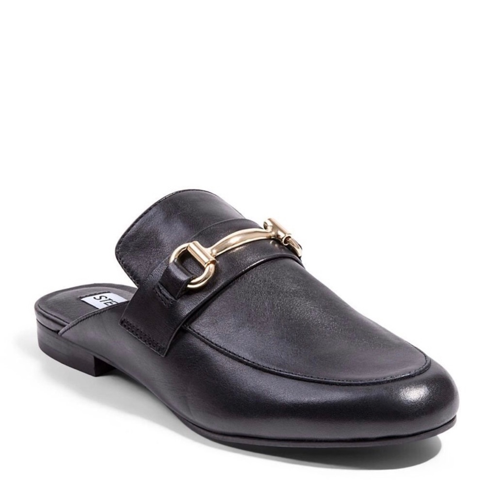 Steve Madden Wintour Black Leather Mules